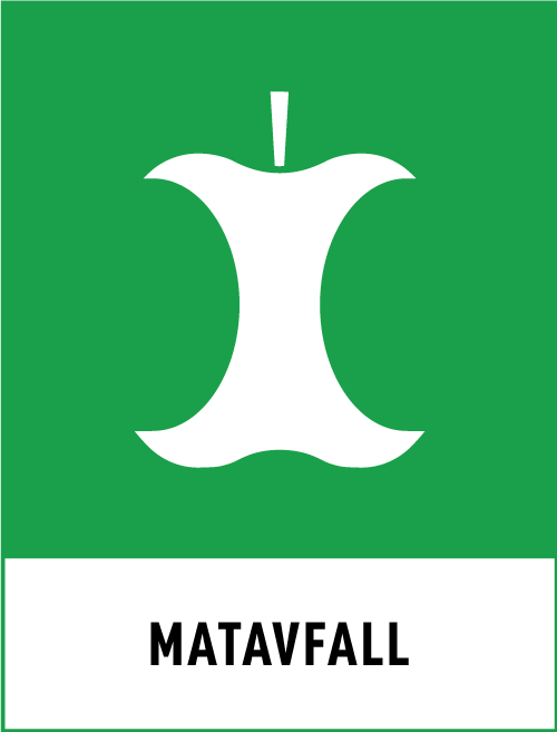 Symbolen för matavfall - en vit äppelskrutt mot en grön bakgrund