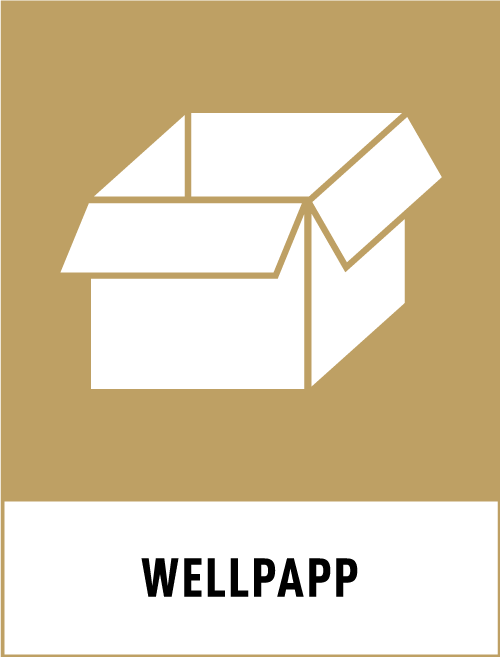 Symbolen för wellpapp - en vit kartong mot en beigebrun bakgrund