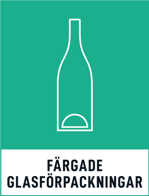 Symbolen för färgade glasförpackningar- en flaska med vit kontur mot en grön bakgrund